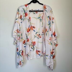 Forever 21 White Floral Kimono